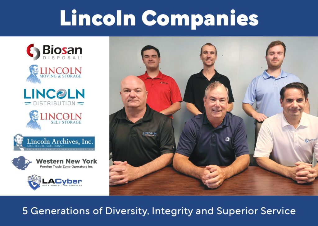 A group of people sitting at a table with the words lincoln companies written on top.